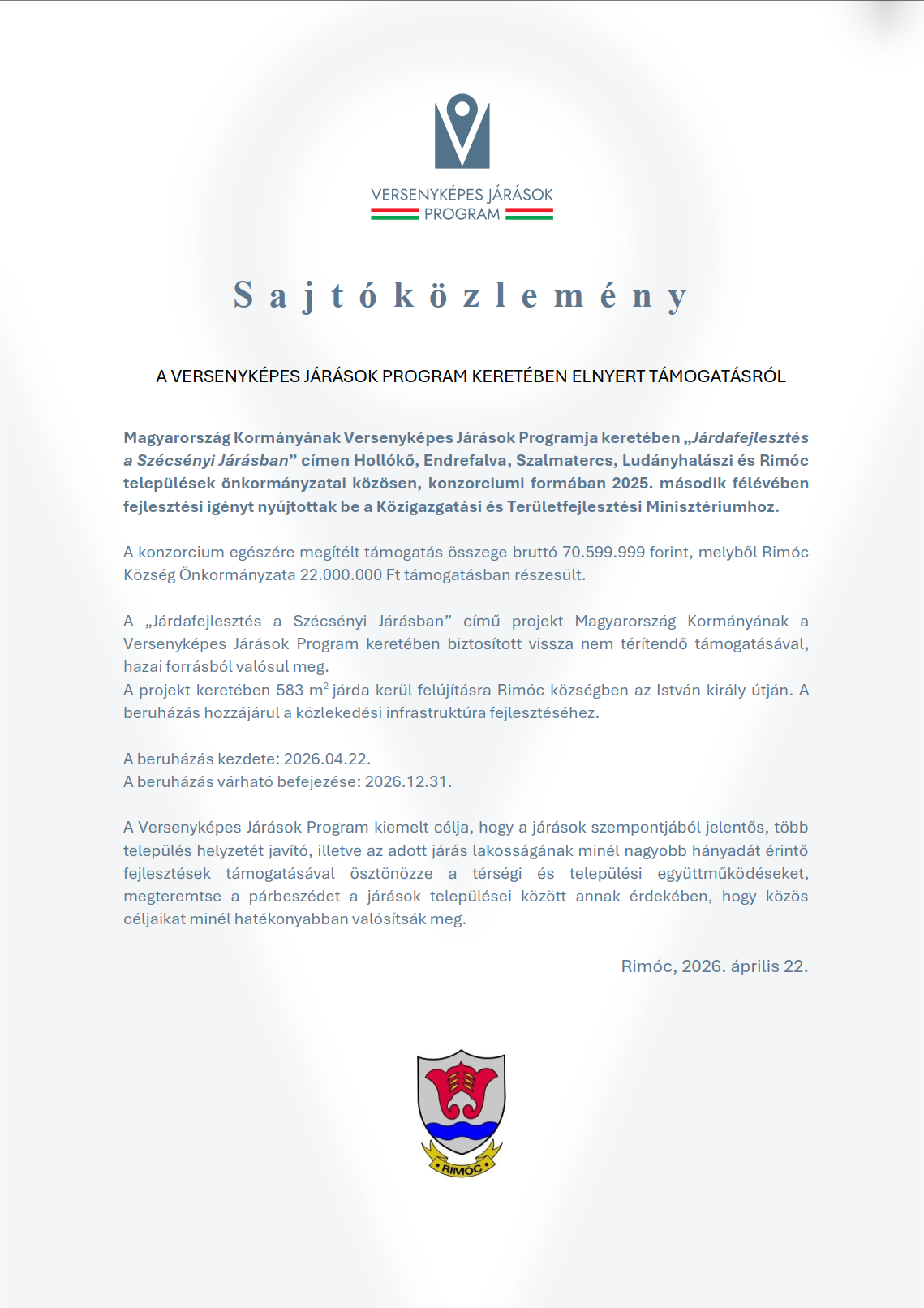 VJP sajtóközlemény 2